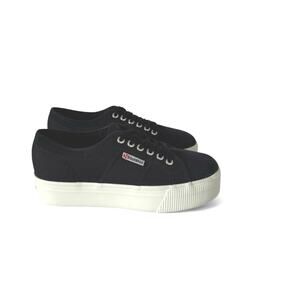 Superga 2790 Women’s Platform Lace Up Sneakers Size 40 US 9 Black Canvas